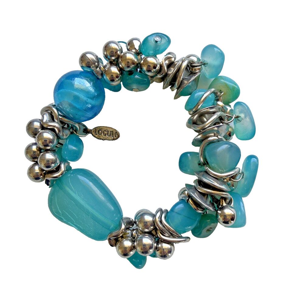 ✅ Loculi Bracelet Blue & Silver Stretch for Woman ✅
